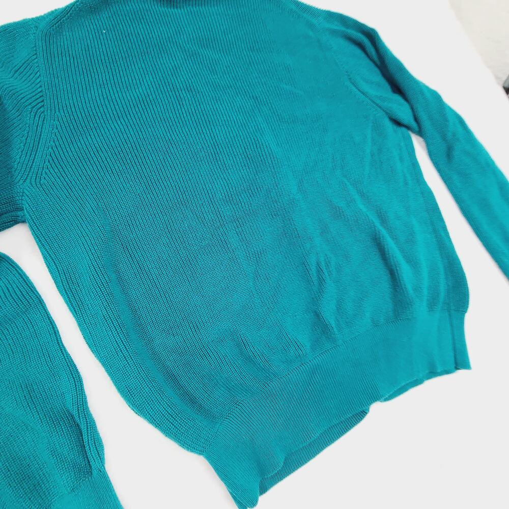 J.Crew Teal Cotton Cardigan Sweater XL Button Front Classic Lightweight Layering - Picture 9 of 9